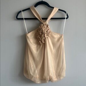 MM Couture Cream Ruffle Halter Blouse